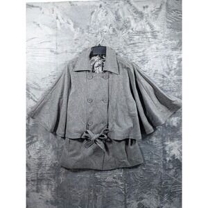 East 5th Gray Wool Blend Double Breasted Academia Cape Coat Capelet L/XL
